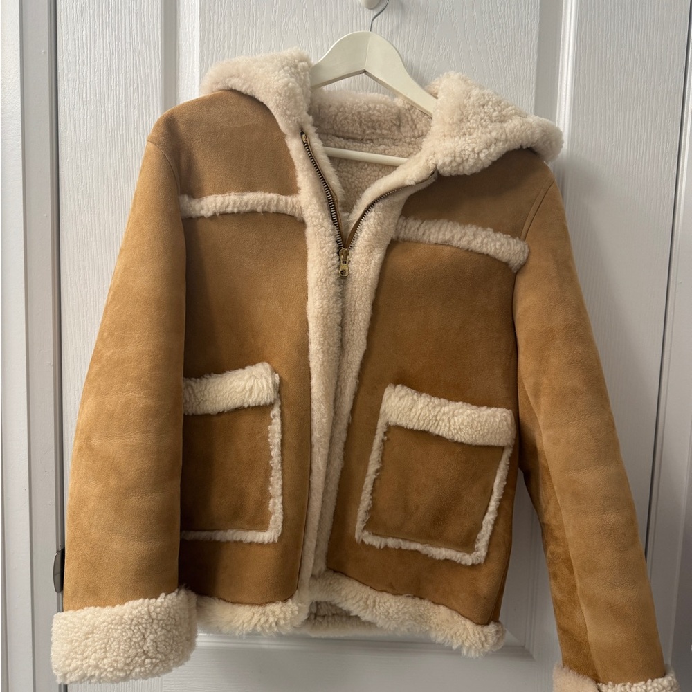 Sandro soft suede Hooded Jacket - Camel